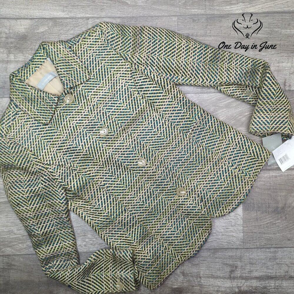 Liz Claiborne Multicolor Herringbone Tweed 4 Button Blazer Jacket NWT Size S